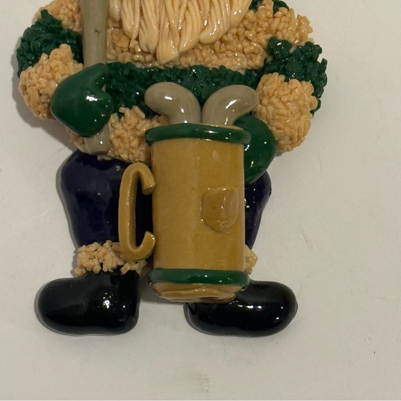 Vintage Handmade Golfer Santa Ornament Christmas Polymer Clay Golf Tee Time - Picture 2 of 5